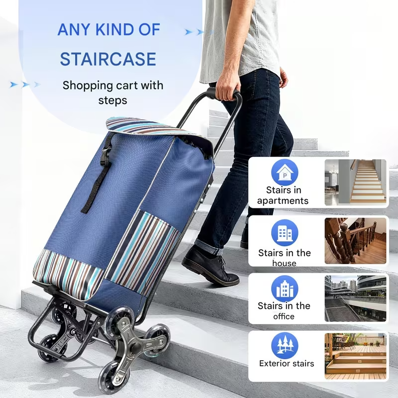 Heavy-Duty Shopping Cart Trolley – Portable Hand Lift Transport Cart for Groceries & Luggage