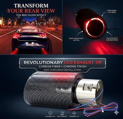 Universal LED Fire Flame Exhaust Tip – Car Muffler Pipe (35–63mm)