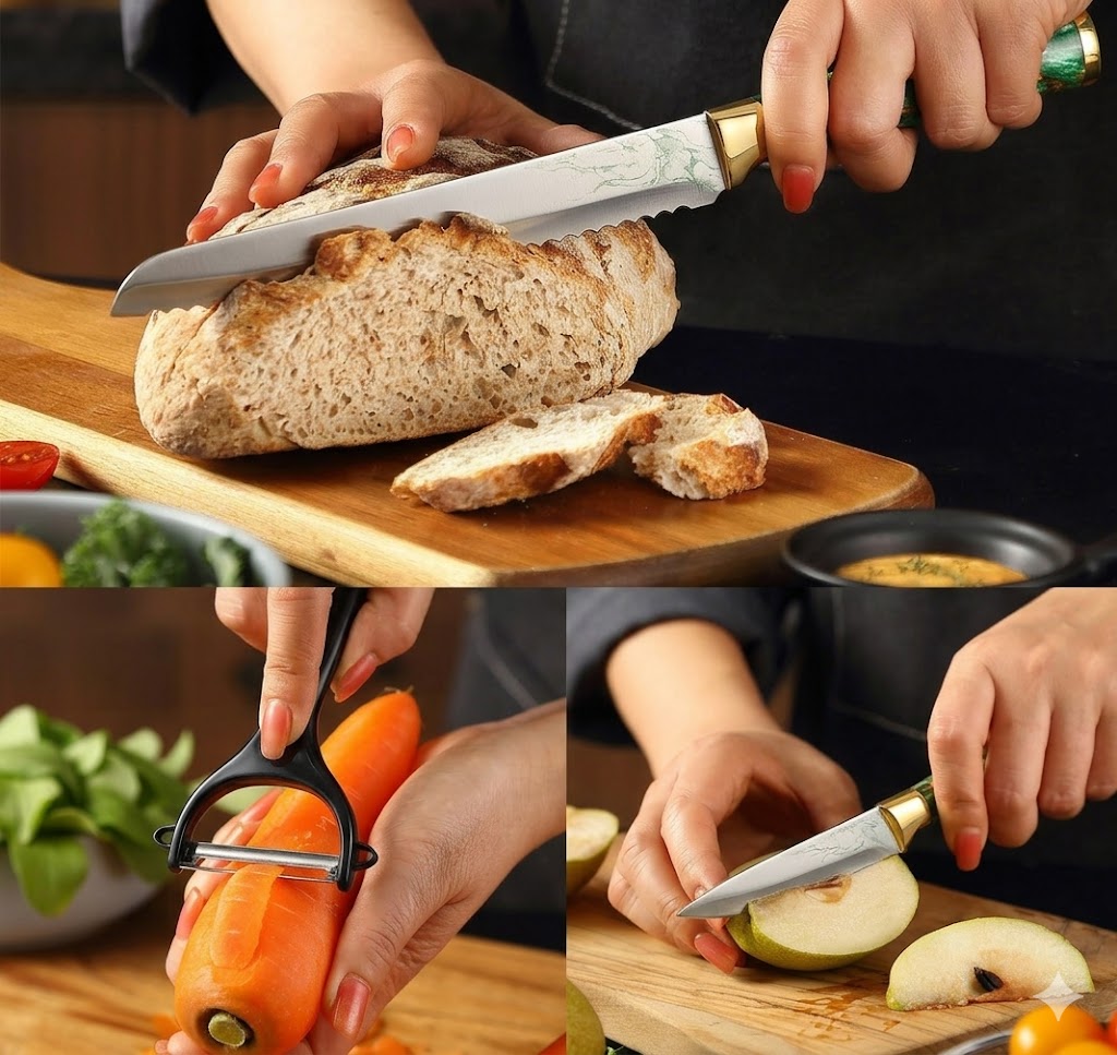 Japanese-Style Stainless Steel Knife Set – 6-Piece Kitchen Gift Box