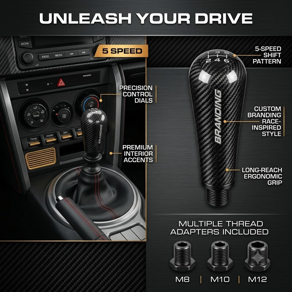 Carbon Fiber Gear Shift Knob – Universal Manual & Automatic Car Shifter (M8/M10/M12)