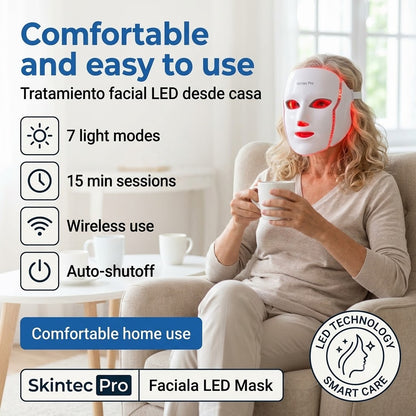 Wireless 7-Color LED Light Therapy Facial Device – Handheld Skin Care & Beauty Tool