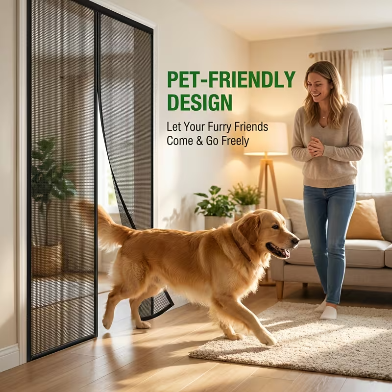 Magnetic Mesh Door Screen – Automatic Closing Anti-Mosquito Insect Screen Curtain