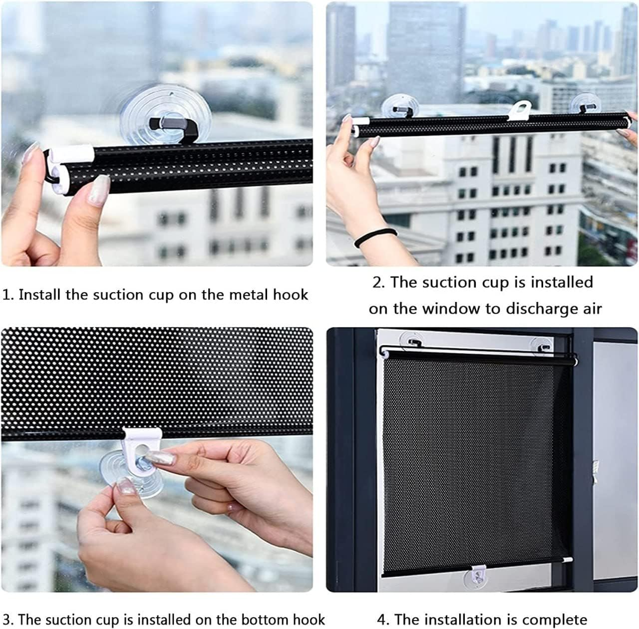Retractable Car Window Sunshade – Nail-Free Suction Cup Blackout Roller Blind