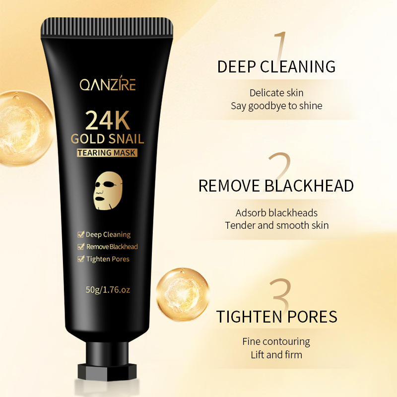 24K Gold Snail Peel-Off Face Mask – Deep Cleansing & Hydrating Skincare Treatment