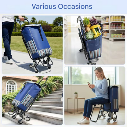 Heavy-Duty Shopping Cart Trolley – Portable Hand Lift Transport Cart for Groceries & Luggage
