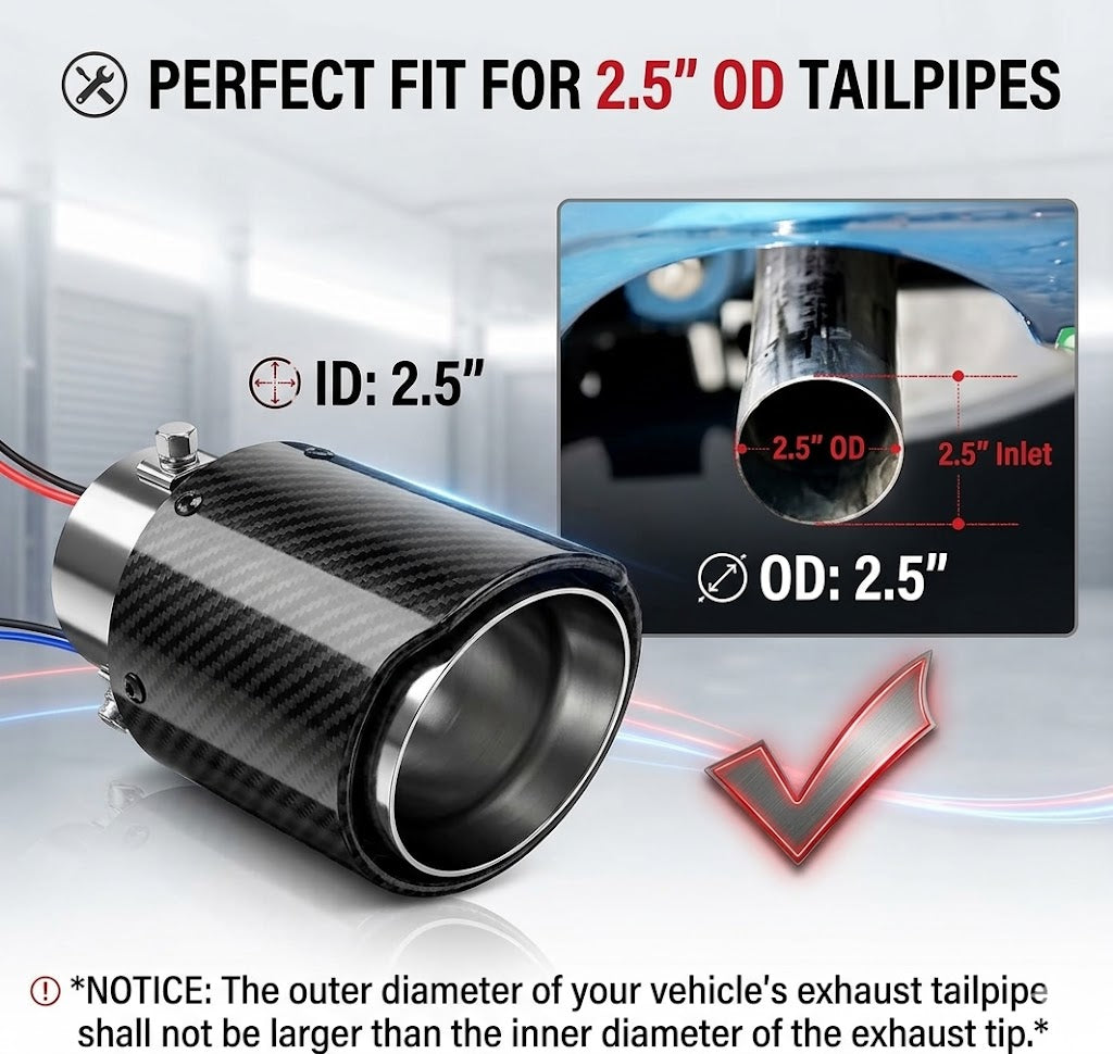 Universal LED Fire Flame Exhaust Tip – Car Muffler Pipe (35–63mm)